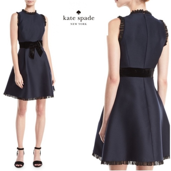 Kate Spade NY Sz. 2 Star Bright Bow And Flare Dress In Navy - Picture 11 of 12